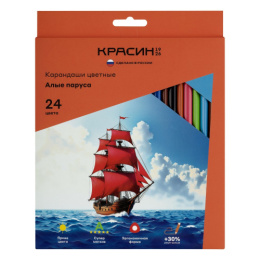 Карандаши цветные 24 цвета Красин Алые паруса, трехгранные КР-240100