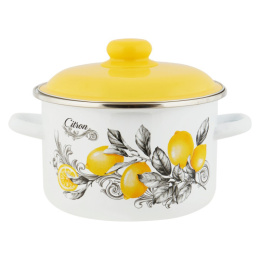 Кастрюля эмалированная Citron / Цитрон 4,0л цилиндрическая с металл. крышкой Appetite 6RD201M