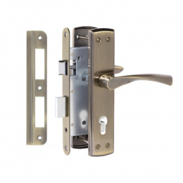 Замок врезной Vettore 7255-4 AB, замена МС бронза, межос. 72мм, бексет 55мм,  цилиндром не комплект Vettore 40970