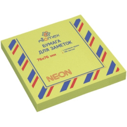Блок самоклеящийся 76х76 зеленый неон 100 листов Attomex 2010914
