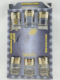 Набор Подарочный стеклянный  7 предметов (6 стопок + пепельница) Версаче с напылением, в п/у Gid Glass GN1022/06+1162/01