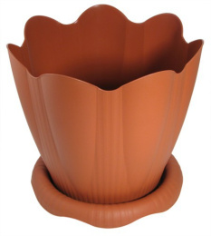 Горшок для цветов пластиковый Эдельвейс с поддоном 0,65л d-12см терракотовый Martika С190Т