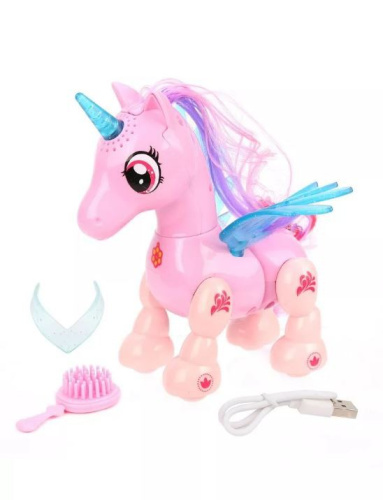 Игрушка электрифицированная Единорог с аксессуарами, свет, звук, USB шнур, в ассортименте, в коробке Наша Игрушка 641919/E5599-8