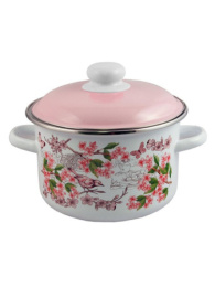 Кастрюля эмалированная Bird / Птички 3,0л цилиндрическая с металл. крышкой Appetite 6RD181M