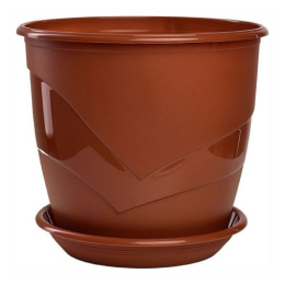 Горшок для цветов пластиковый Венеция с поддоном 5,5л d-23см h-20,5см терракот 5plast 5PL0104