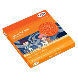 Пластилин 12 цветов Гамма Оранжевое солнце (6 классических цветов + 6 с блестками), со стеком 50223_66