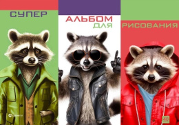 Альбом для рисования 40 листов Еноты в куртках, склейка 128/01234107