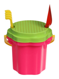 Набор для песочницы пластиковый  4 предмета №101: ведро, грабли, совок, сито, в ассортименте, в сетке Stellar 01801/10994557