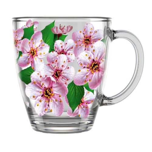 Кружка стеклянная 350мл Сакура Декостек 2025-Д