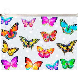 Папка-карман на молнии А4 Devente Бабочки 180мкм, с расширением, матовая полупрозрачная 3072118