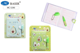 Набор подарочный (блокнот А7 на кнопке + мини ручка) Авокадо МС-5290