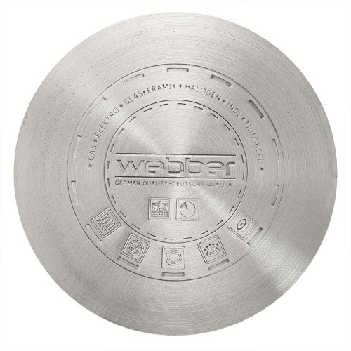 Кастрюля из нержавеющей стали  5,0л 220мм стеклянная крышка Webber BE-146/2