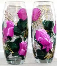 Ваза для цветов стеклянная бочонок h-26см Flora Бутон, прозрачный/художка, в п/у Декор-Стиль Н 43966