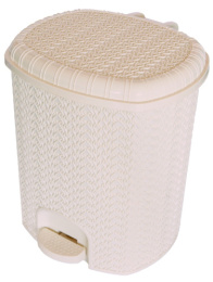 Ведро для мусора с педалью пластиковое 11л Вязание, бежевый Ар-Пласт 02033