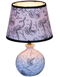 Лампа настольная с пластик. абажуром 60Вт цоколь - Е14 d-20см h-31,5см основание - керамика, белый/рисунок Reluce 02564-0.7-01