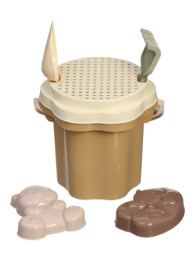 Набор для песочницы пластиковый  6 предметов №174 Зефир: ведро, сито, совок, грабли, формочки 2шт., в сетке Stellar 01874/10994558