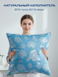 ИП119 Подушка 68х68 (Роза на голубом) Коллекция "Династия сна" Империя пуха ИП119