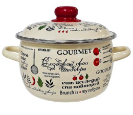 Кастрюля эмалированная Шедевры 5,5л сферическая с металл. крышкой Appetite 3RC221M