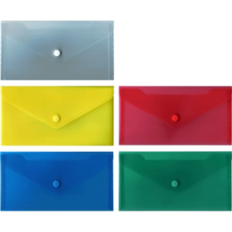 Папка с кнопкой С6 0.18 Devente 224х119мм, полупрозрачная ассорти 3071821