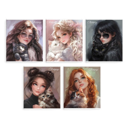 Тетрадь  48 листов Красотка с котиком 68547