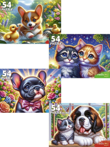 Пазлы   54 элемента Котята со щенками П54-8712