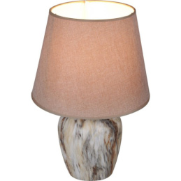 Лампа настольная с текстил. абажуром 40Вт цоколь - Е14 d-21см h-31см основание - керамика, бежевый/коричневый Reluce 02016-0.7-01M