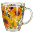 Кружка стеклянная 350мл Подсолнухи Декостек 2025-Д
