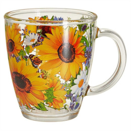 Кружка стеклянная 350мл Подсолнухи Декостек 2025-Д