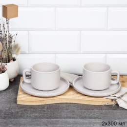 Набор чайный керамический  4 предмета 300мл Топленное молоко, в инд/у CS-100 white/750964