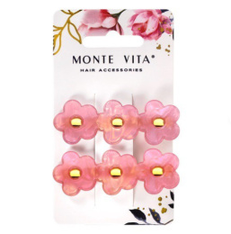 Заколки для волос Monte Vita набор  2шт. на зажиме с декором, розовые, 6см 457097
