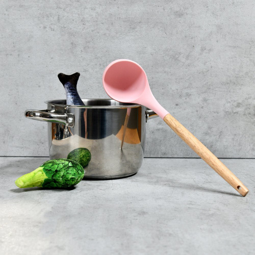 Половник силиконовый 31см деревянная ручка, Бон-роз Мультидом DA50-186