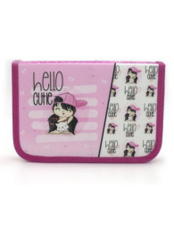 Пенал однокамерный Девочка с котиком 24х14х4см розовый СМ-35811