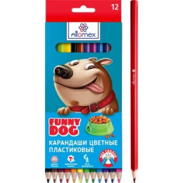 Карандаши цветные 12 цветов Attomex Funny Dog 2М 5022342