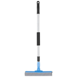 Стеклоочиститель пластиковый с губкой и резиновой кромкой алюминиевая телескопическая ручка (щетка 25см, ручка 73-120см) Рыжий кот WS-07-F/310408