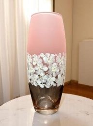 Ваза для цветов стеклянная бочонок h-26см Flora Флоренция, цветная/художка, в п/у Декор-Стиль Н 43966