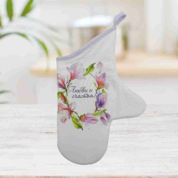 Варежка кухонная полиэстер/хлопок 35х22см Любви и счастья ДомВелл 