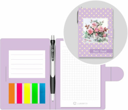 Блокнот А6  50 листов Lamark органайзер Bouqurt + ручка + пластиковые закладки, на склейке 128/030320