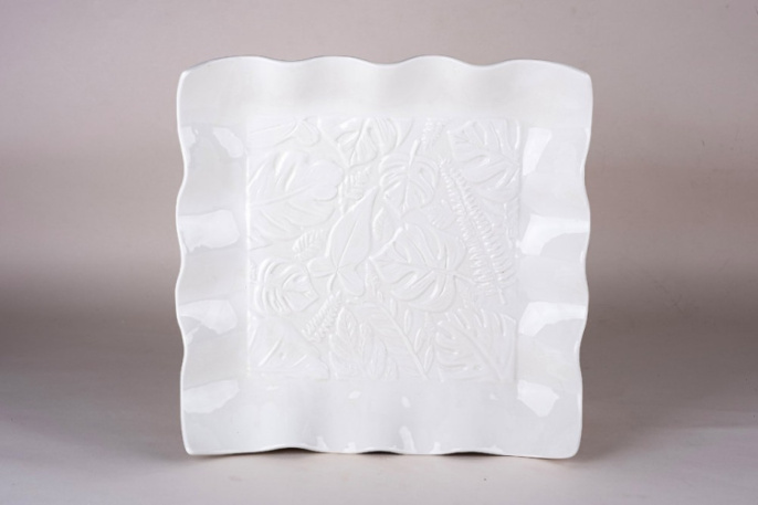 Блюдо фарфоровое квадратное 300х300мм, белый Коралл 9008