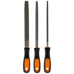 Напильники набор 3шт. 200мм (круглый, плоский, трехгранный) двухкомпонентная ручка Park 109368