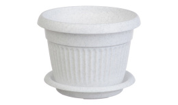 Кашпо пластиковое Ливия с поддоном  7,4л d-28см h-22см мраморный Idea М3021