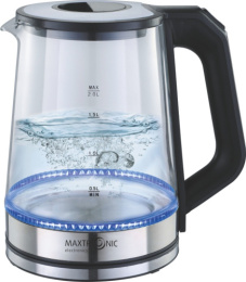 Чайник электрический 2,0л 1800Вт, стеклянный, диск, черный Maxtronic MAX-402