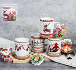 Кружка керамическая 380мл Новогодняя + подставка под горячее, в п/у 1188-7/752252