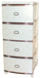 Комод четырехсекционный пластиковый Барокко 38х45х95см слоновая кость Ар-Пласт 17024