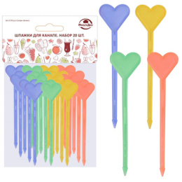 Шпажки для канапе пластиковые набор 20шт. 8,7см Сердечки Мультидом МГ76-67