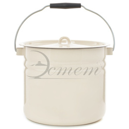 Ведро эмалированное 12л цилиндрическое с металл. крышкой без декора Жемчужная Эстет ЭТ-72890