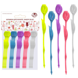 Шпажки для канапе пластиковые набор 20шт. 8,2см Тюльпаны Мультидом МТ76-72