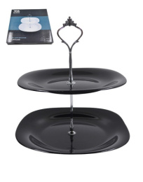 Блюдо 2 яруса стеклокерамическое квадратное 200/250мм Square soft color черный, в п/у Lavenir LFP2AT BLACK