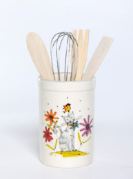 Набор кухонных принадлежностей 5 предметов в керам. (доломит) подставке Серый кот, в п/у Elrington 208-07002