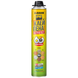 Клей-пена " ZIGGER PF" ULTRAFAST 60 СЕКУНД проф. всесезон., 750мл, 830 г 01-03-60
