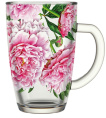 Кружка стеклянная 300мл Капучино Пион Декостек 334-Д